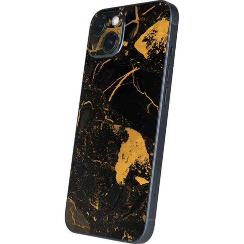 Black and Gold Scattered Marble iPhone 14 Plus Skin